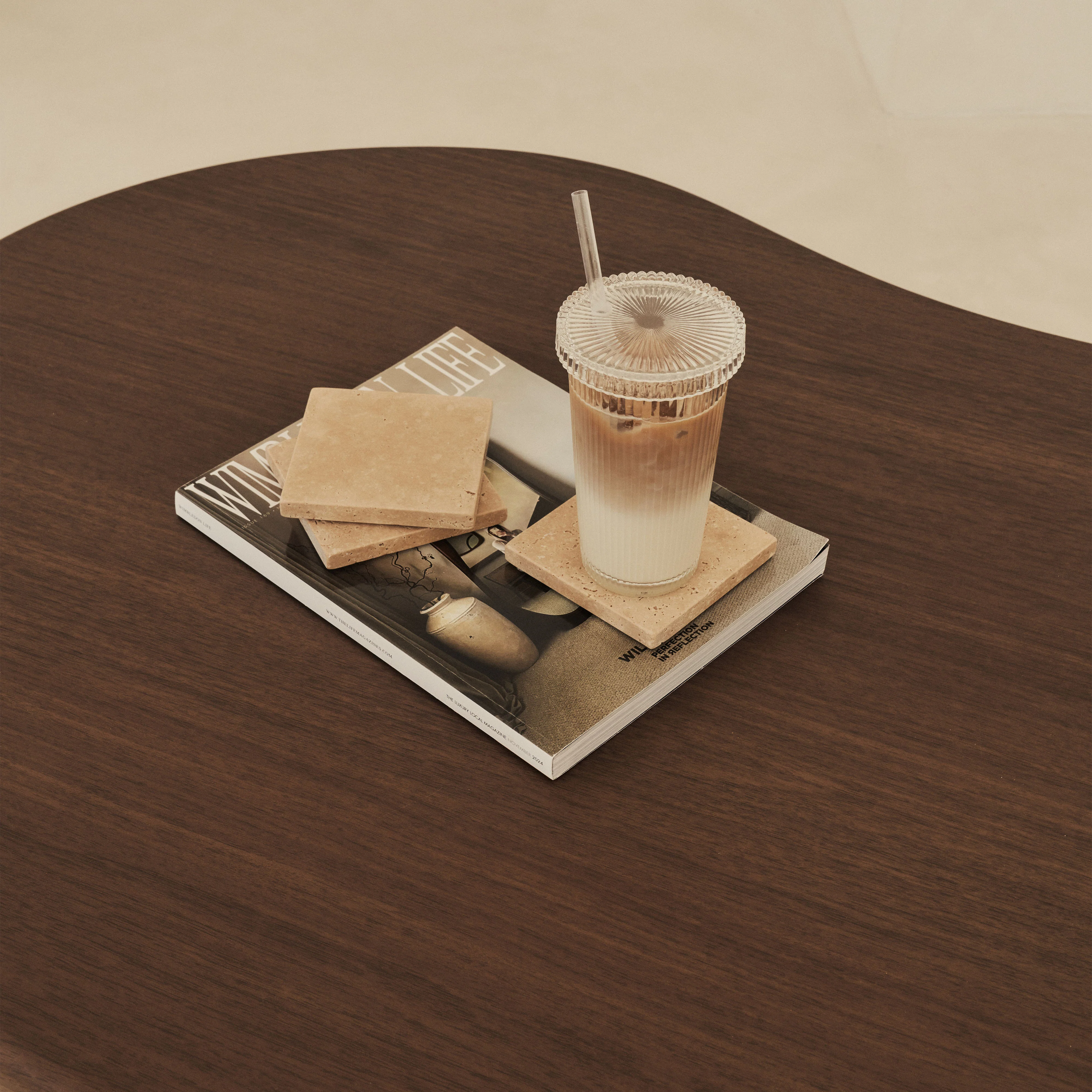 Marbelle - Cream Travertine Coasters Set of 4 Square - Image 7