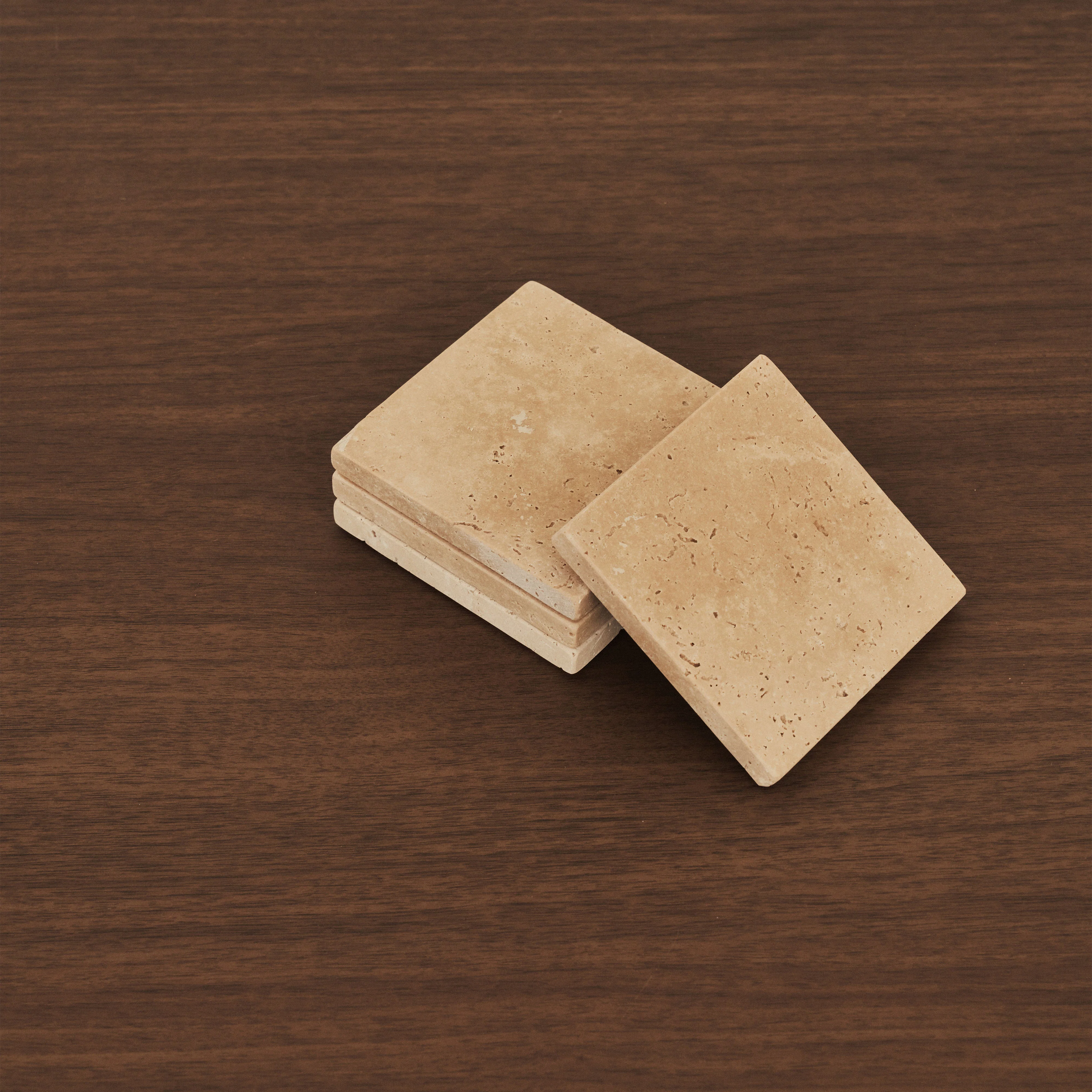 Marbelle - Cream Travertine Coasters Set of 4 Square - Image 9