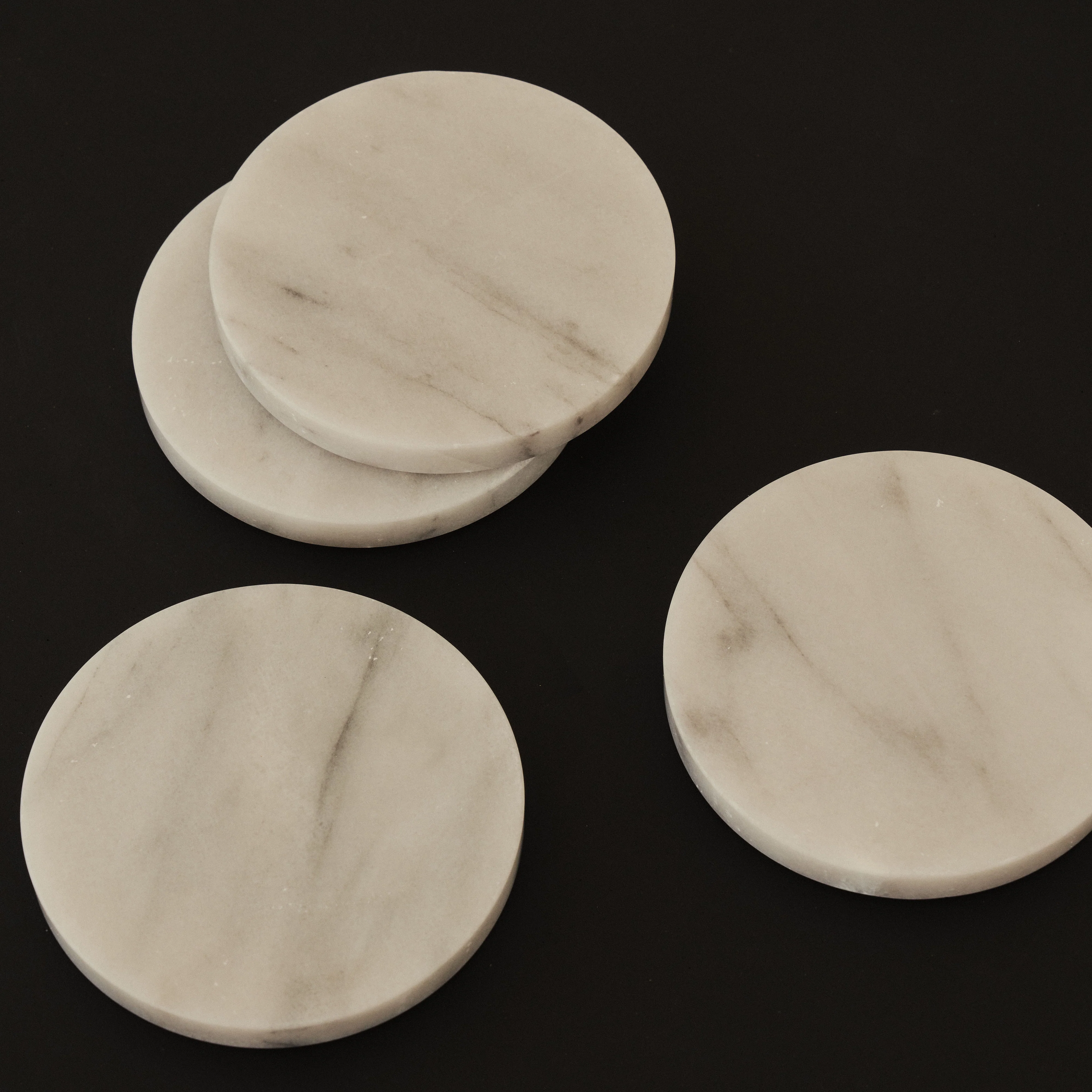 Marbelle - White Marble Coasters Set of 4 Round - Image 3