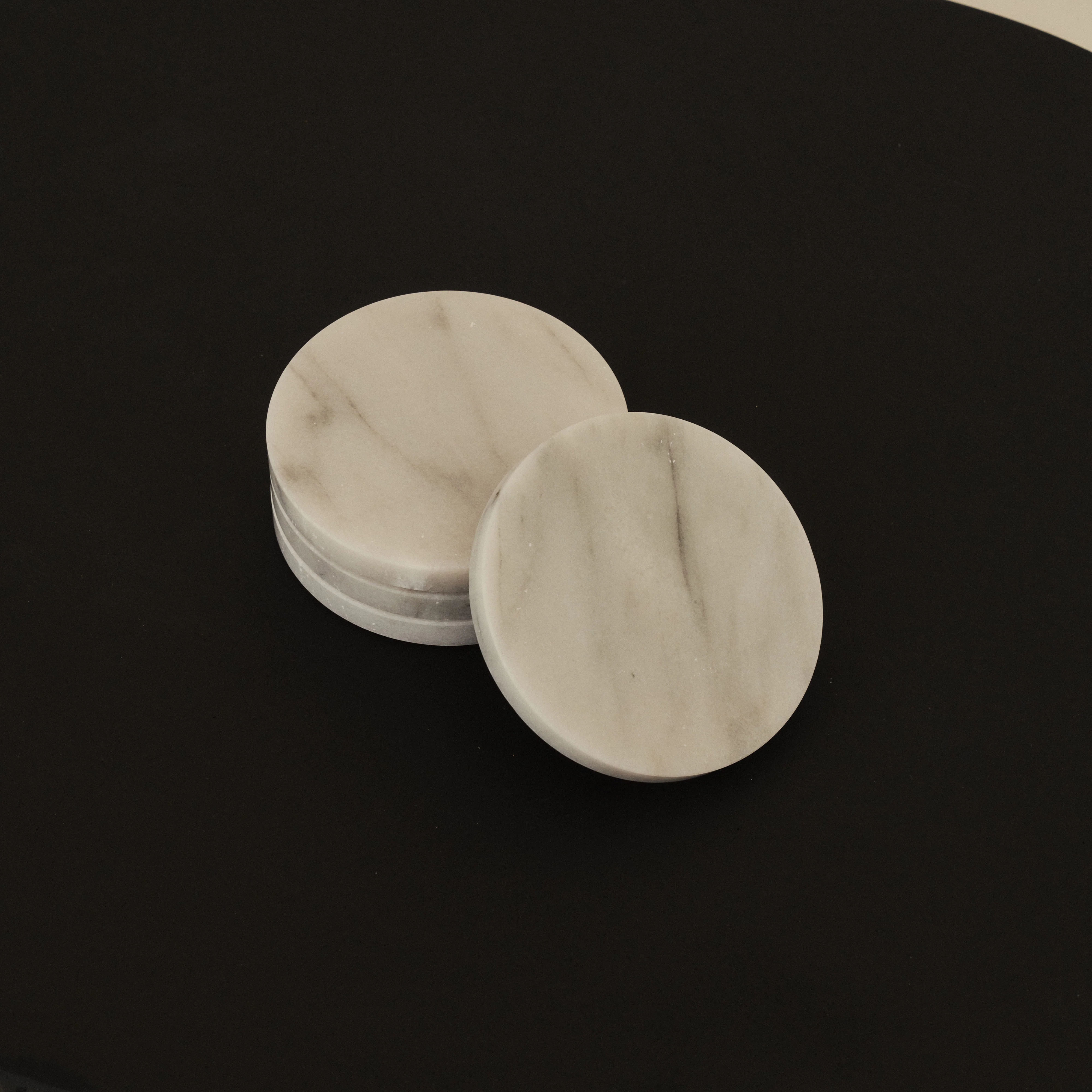 Marbelle - White Marble Coasters Set of 4 Round - Image 4