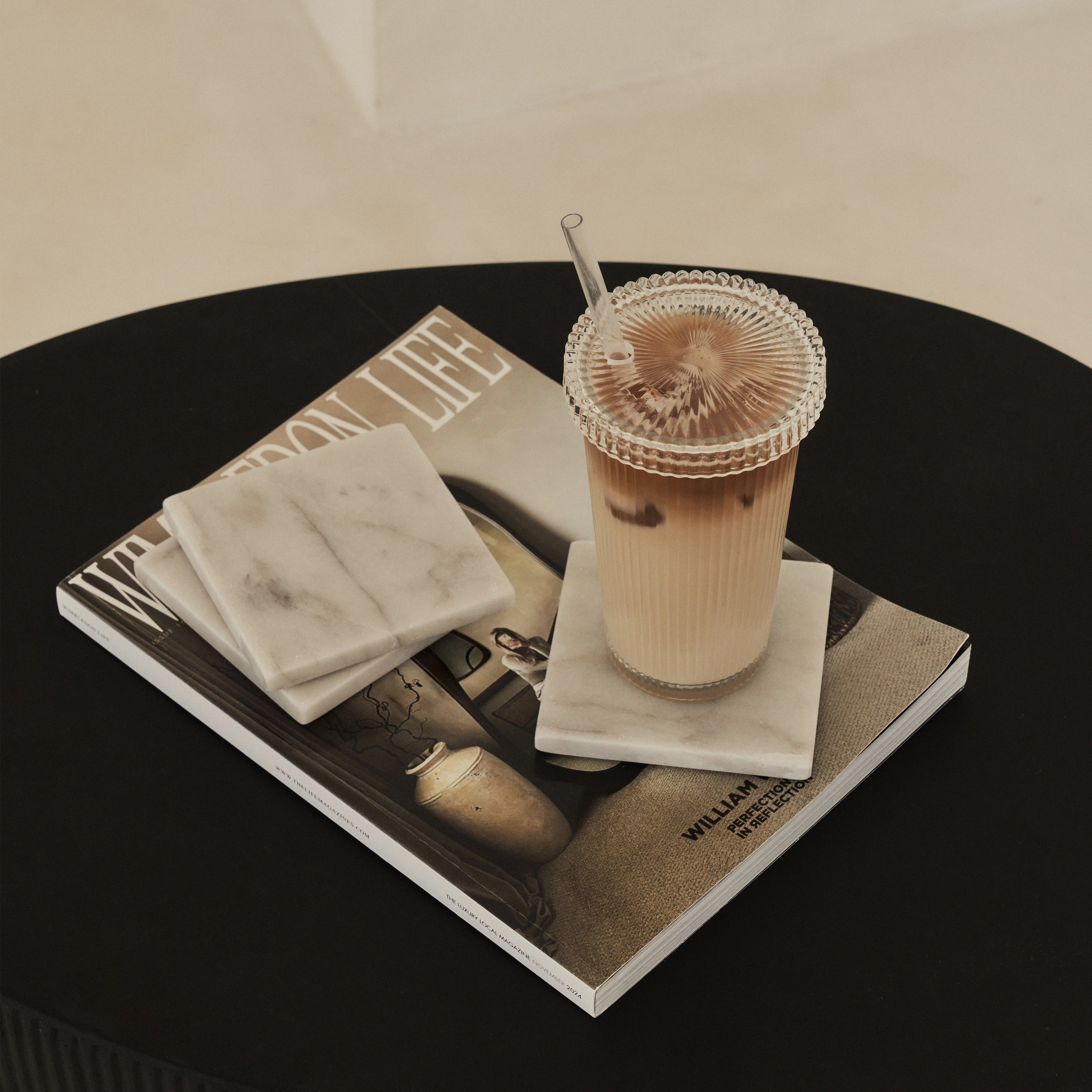 Marbelle - White Marble Coasters Set of 4 Square - Image 6