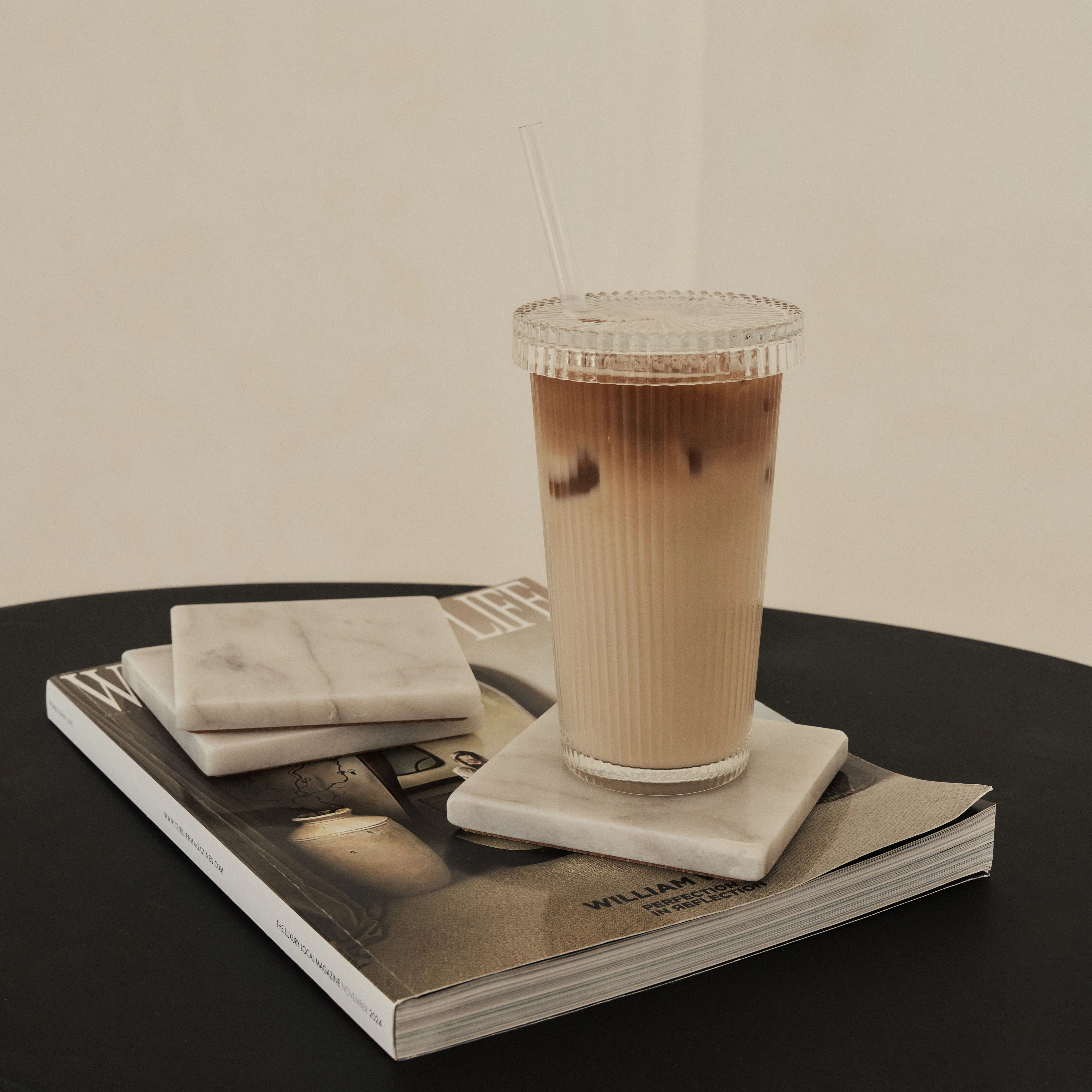 Marbelle - White Marble Coasters Set of 4 Square - Image 7