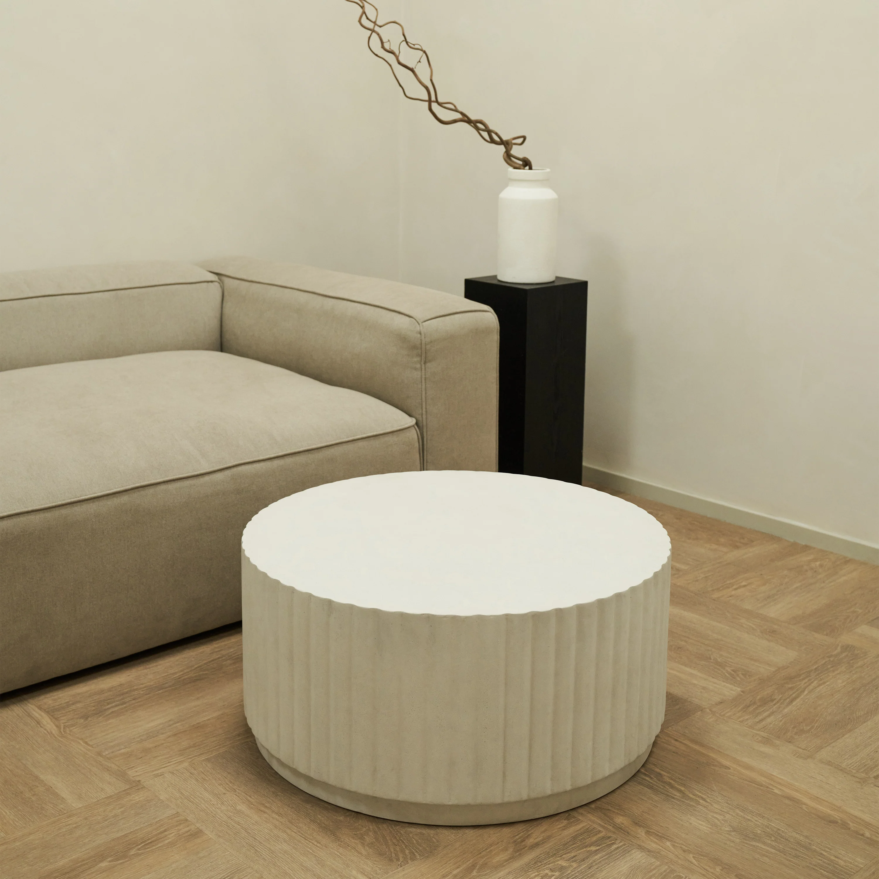 Massimo - Minimal Concrete Ribbed Coffee Table Large - Image 6