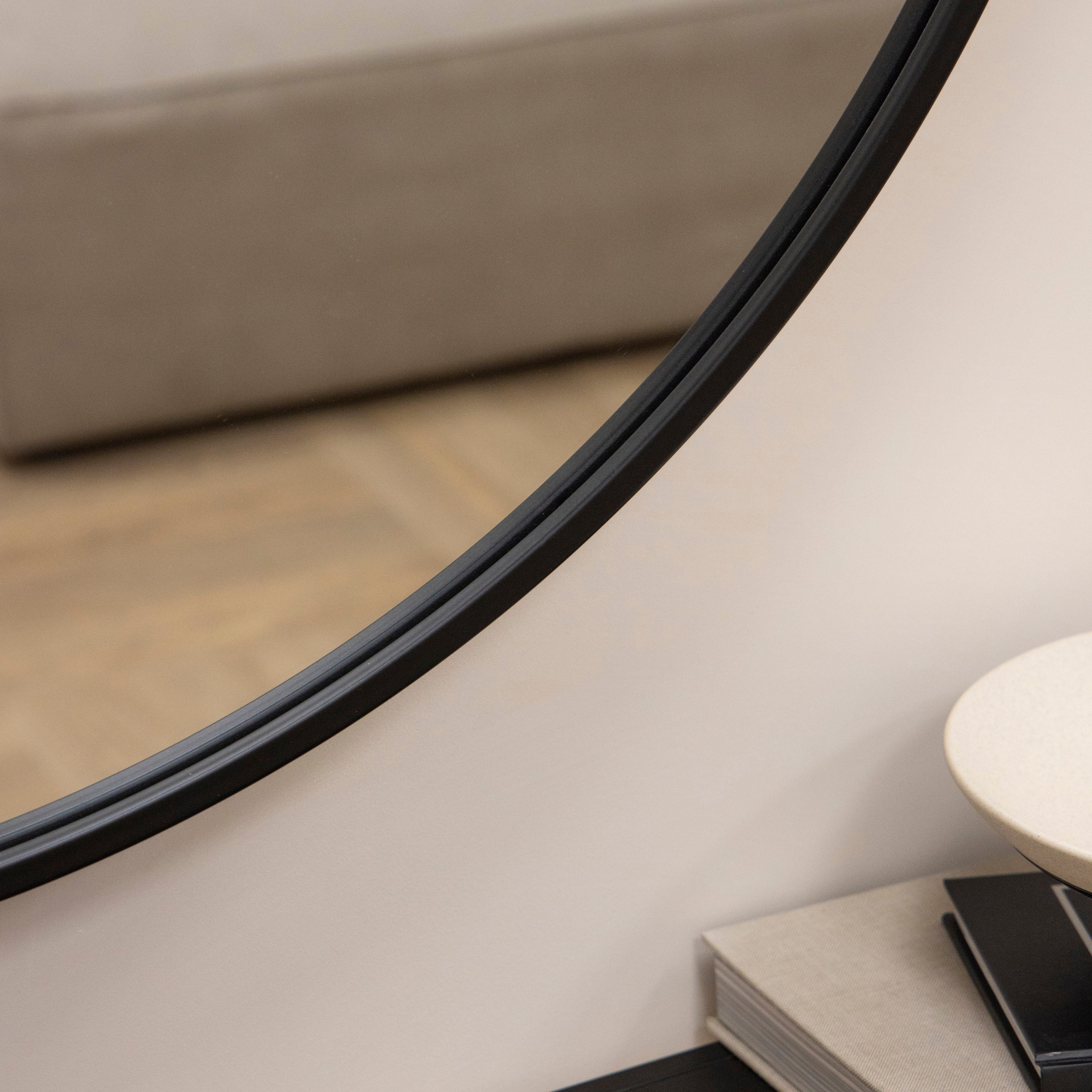 Metro - Large Black Metal Round Wall Mirror 90cm x 90cm - Image 3