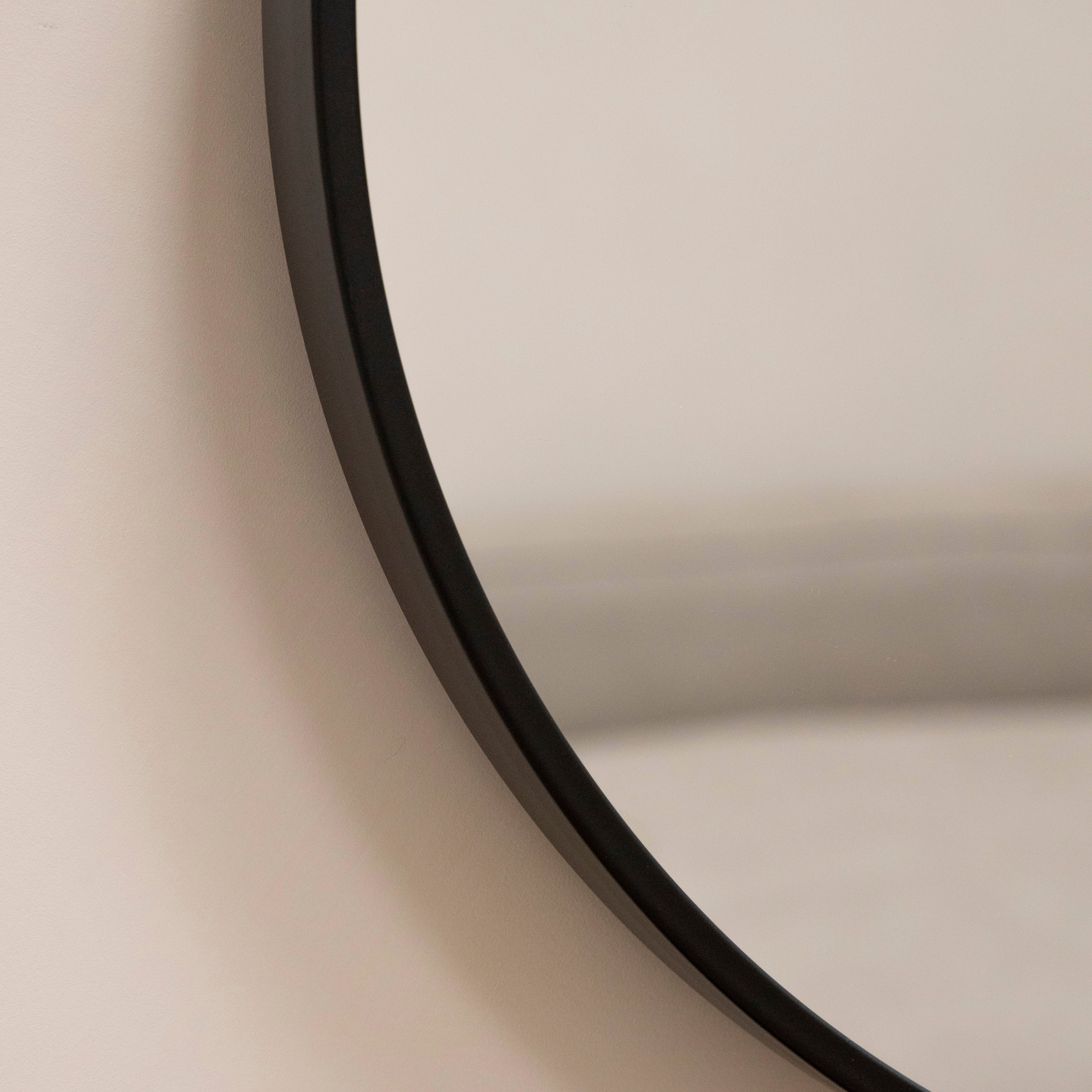 Metro - Large Black Metal Round Wall Mirror 90cm x 90cm - Image 4