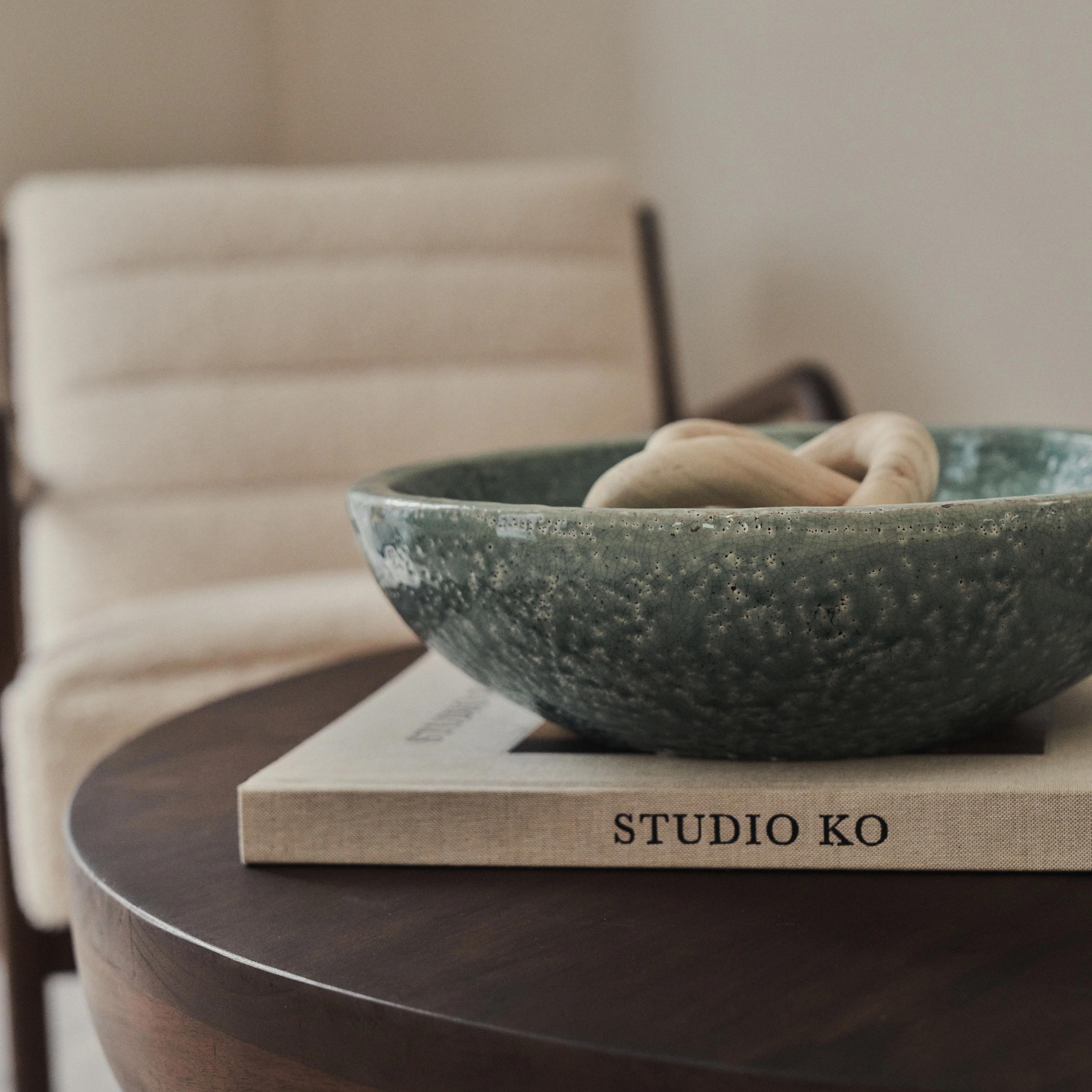 Portera - Coral Blue Gloss Ceramic Decorative Bowl - Image 3