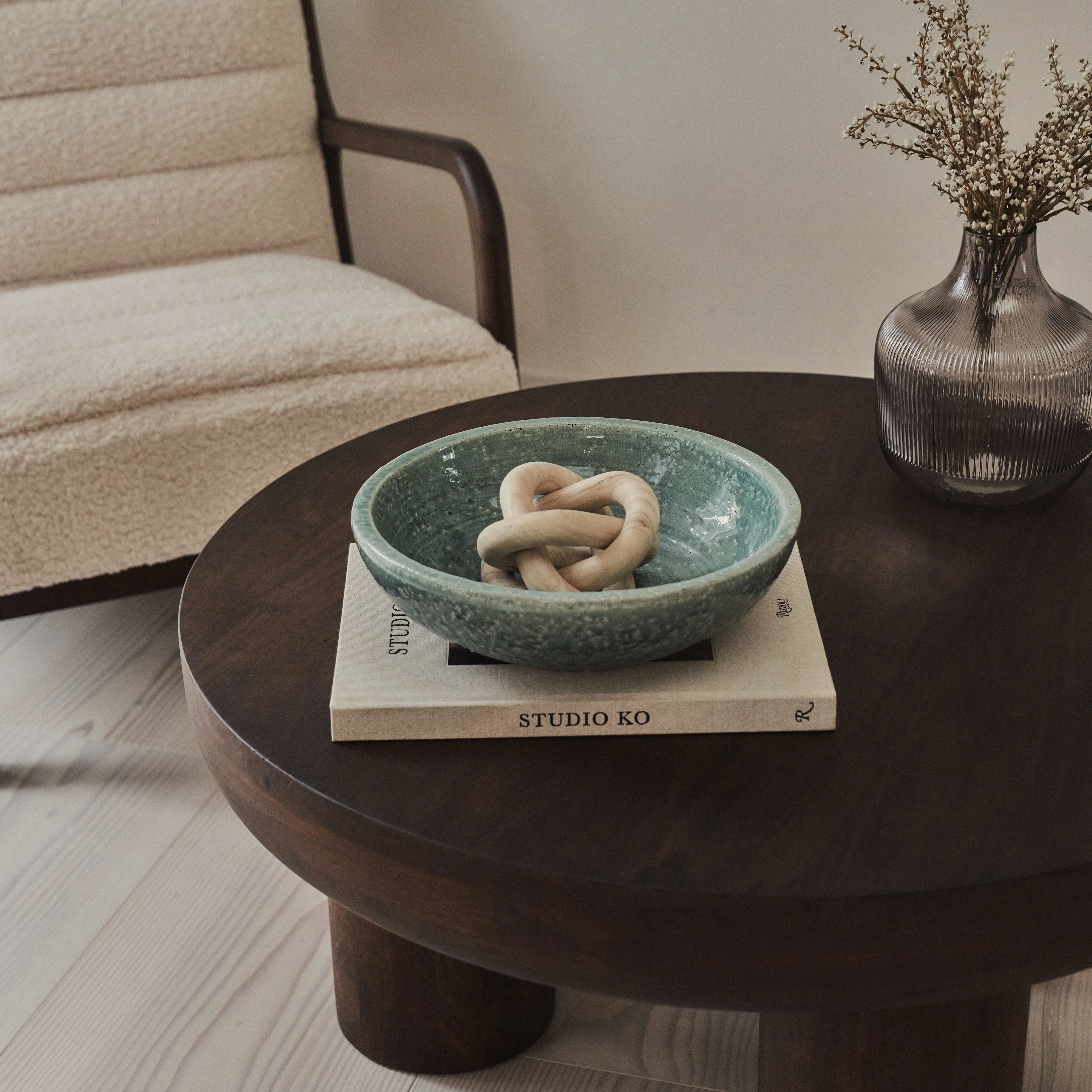 Portera - Coral Blue Gloss Ceramic Decorative Bowl - Image 4