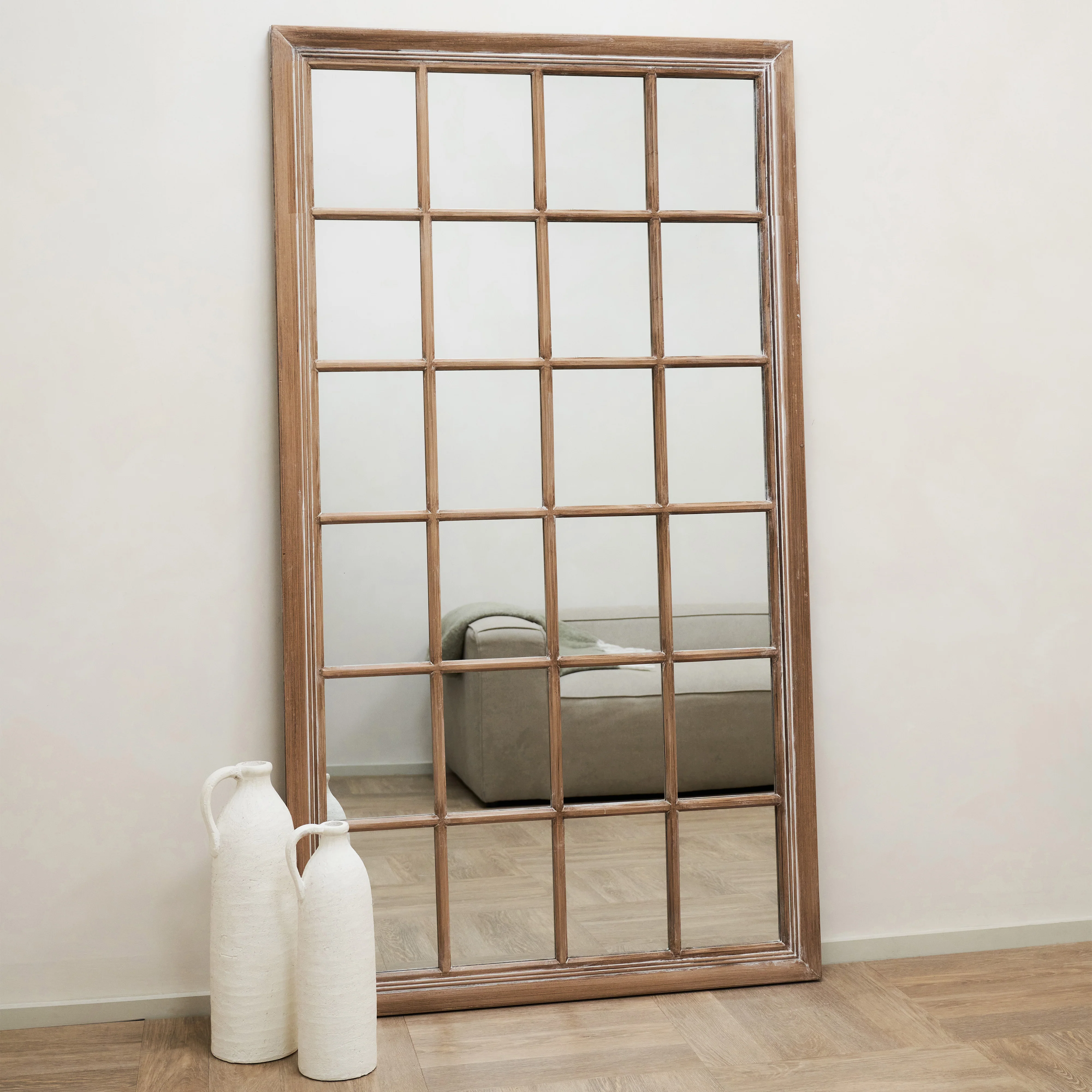 Sasha - Oak Shabby Chic Full Length Window Mirror 180cm x 100cm - Image 3