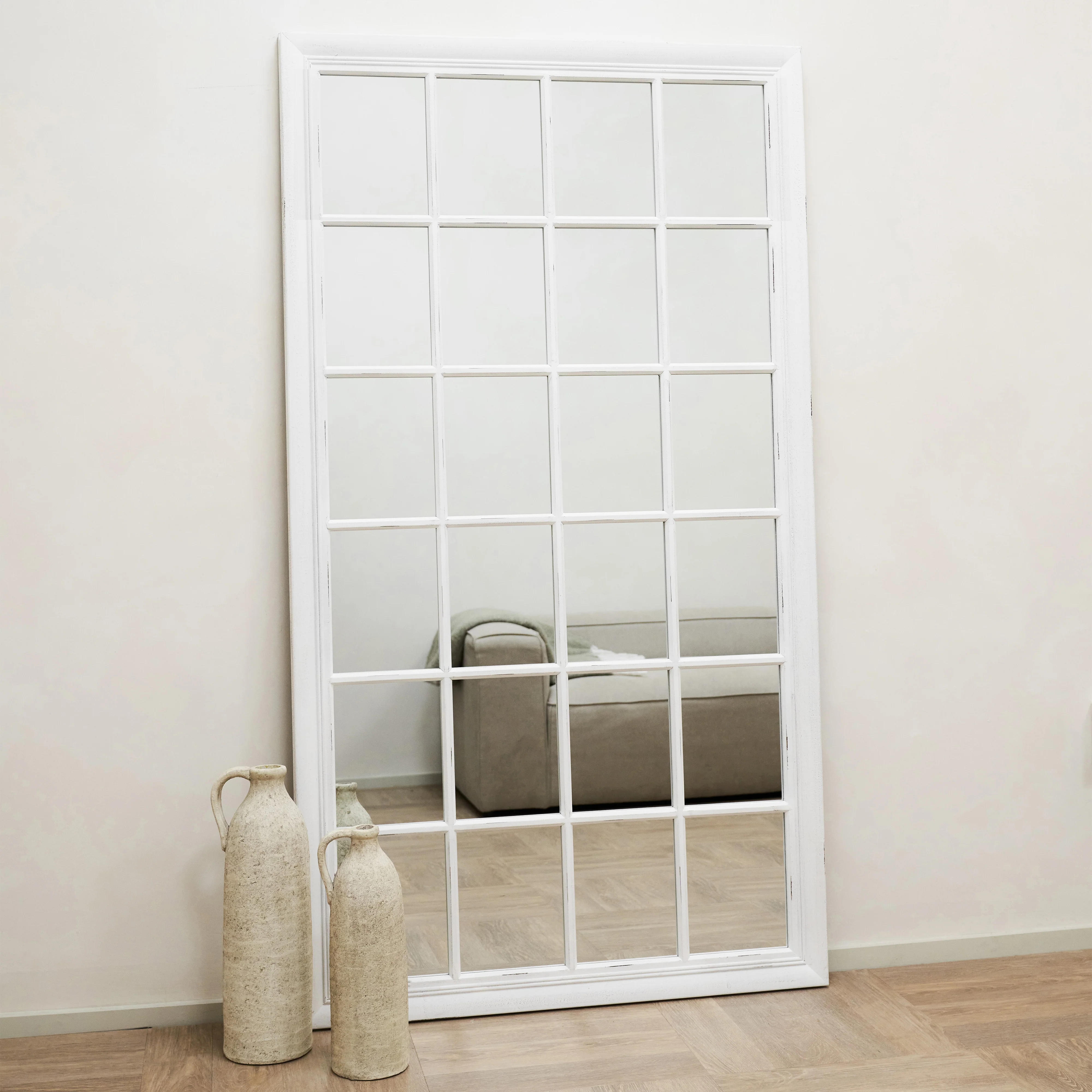 Sasha - White Shabby Chic Full Length Window Mirror 180cm x 100cm - Image 5