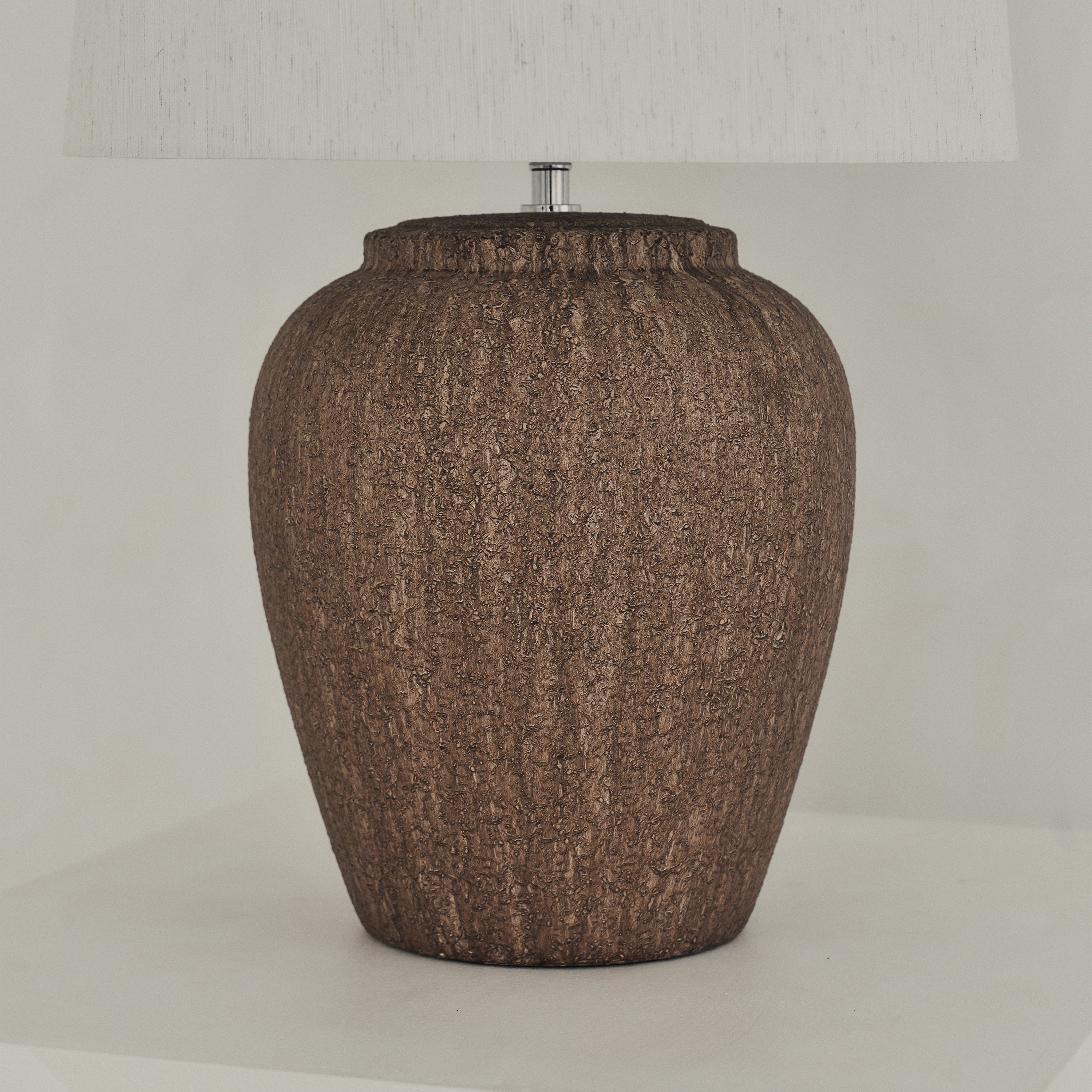 Sicily - Brown Ceramic Drum Shade Table Lamp - Image 3