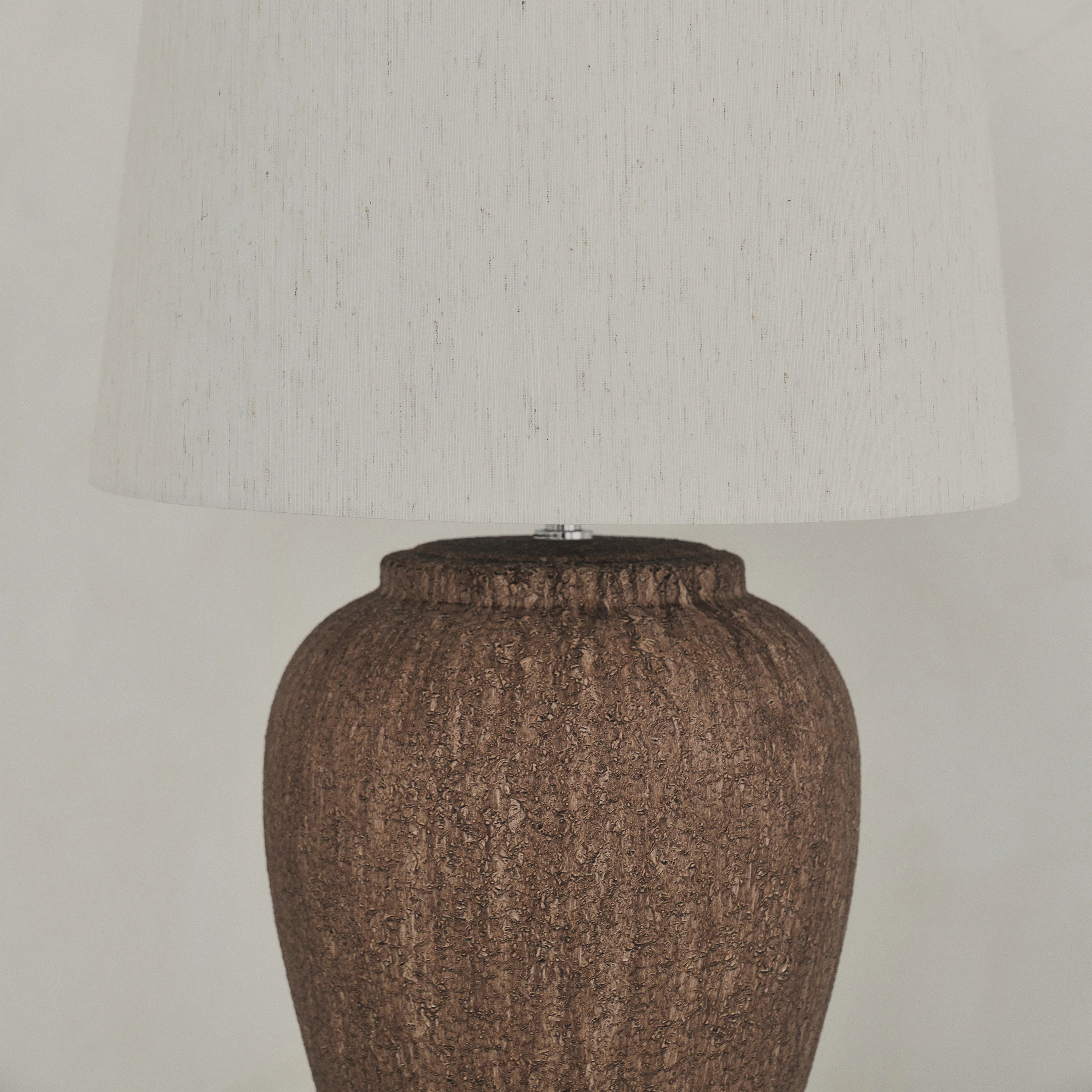 Sicily - Brown Ceramic Drum Shade Table Lamp - Image 4