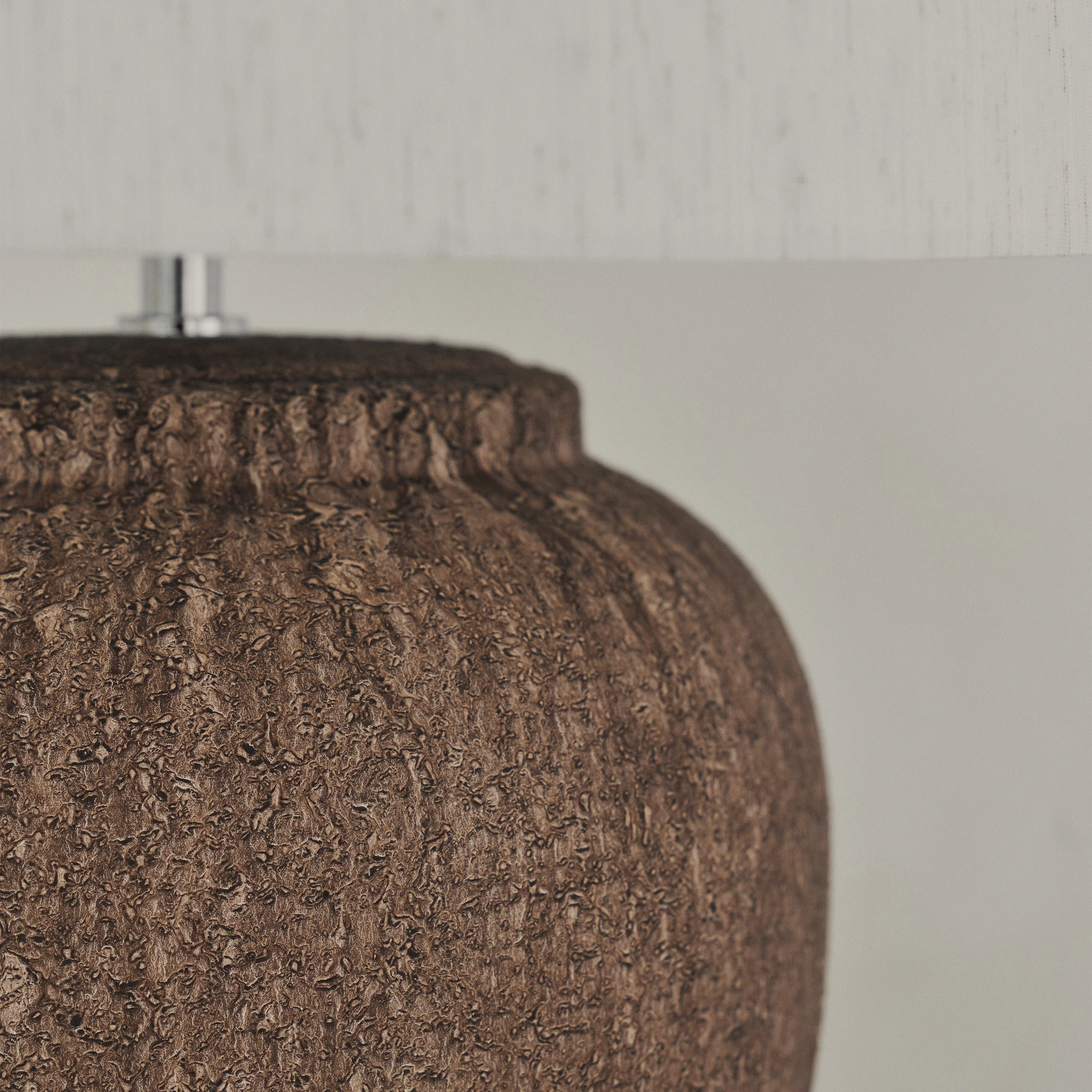 Sicily - Brown Ceramic Drum Shade Table Lamp - Image 6