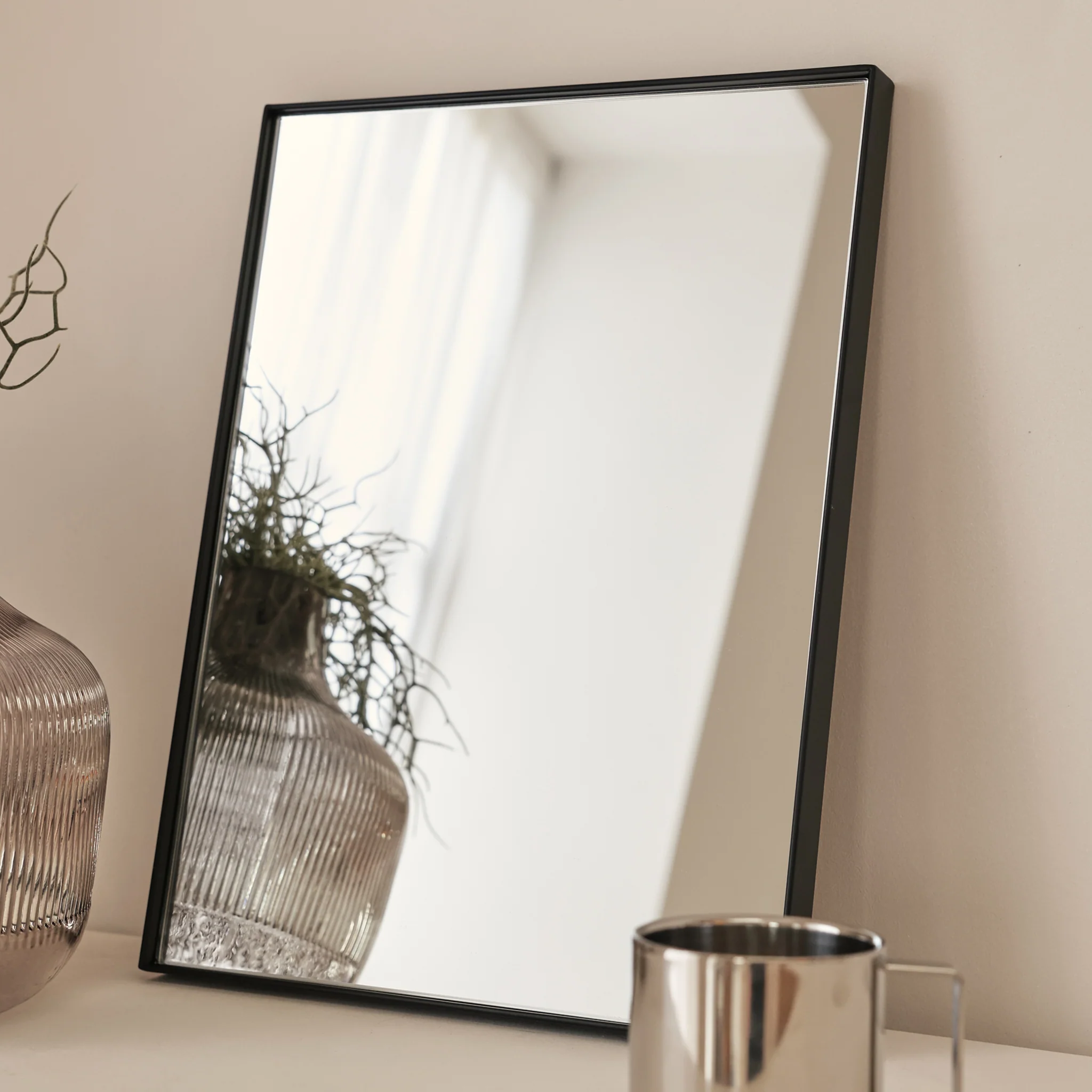 Theo - Black Rectangular Metal Wall Mirror 40cm x 30cm - Image 4