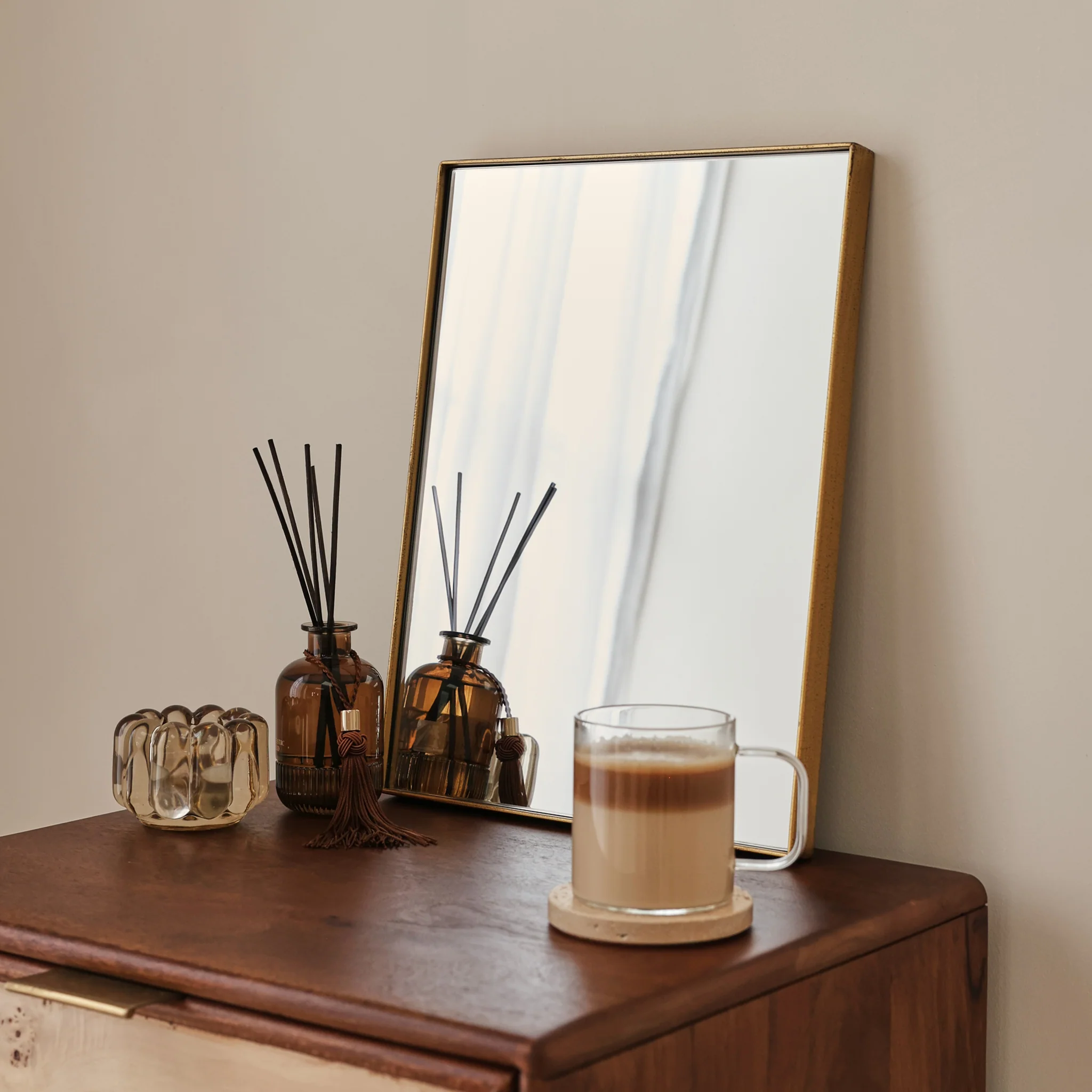 Theo - Gold Rectangular Metal Wall Mirror 40cm x 30cm - Image 3