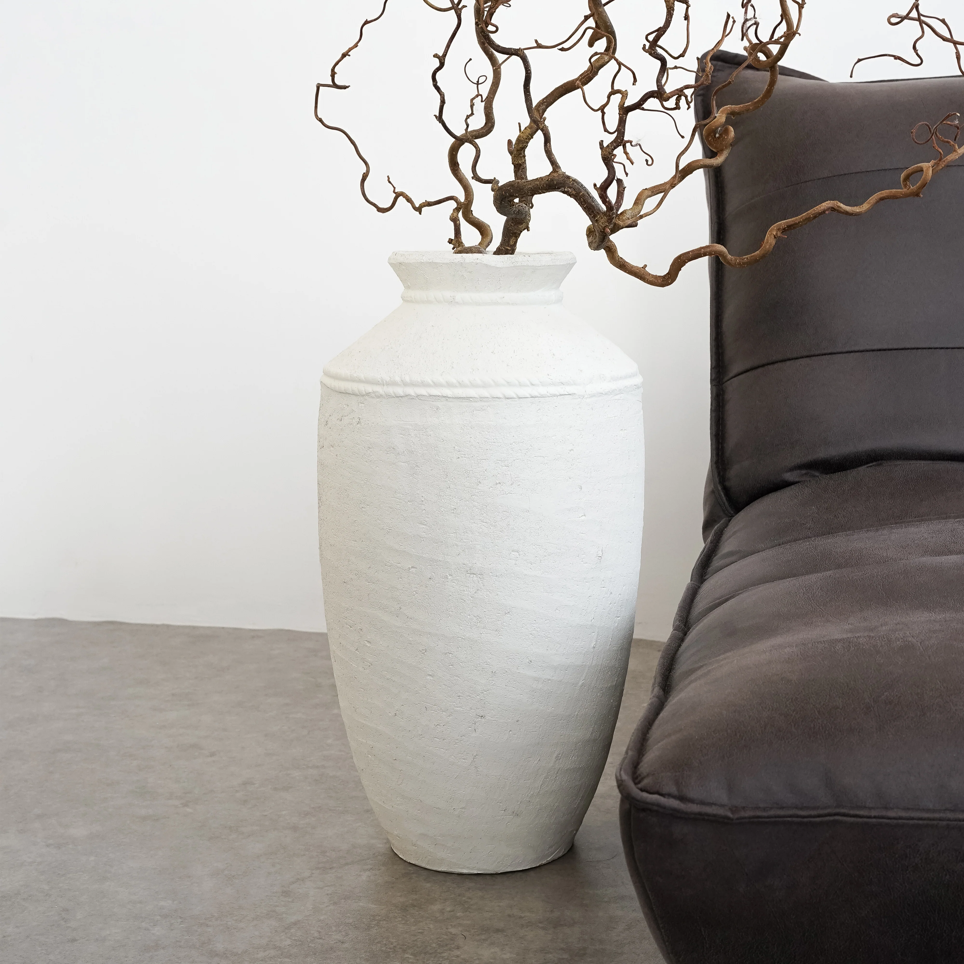 Toledo - Large White Textured Terracotta Vase - Image 6