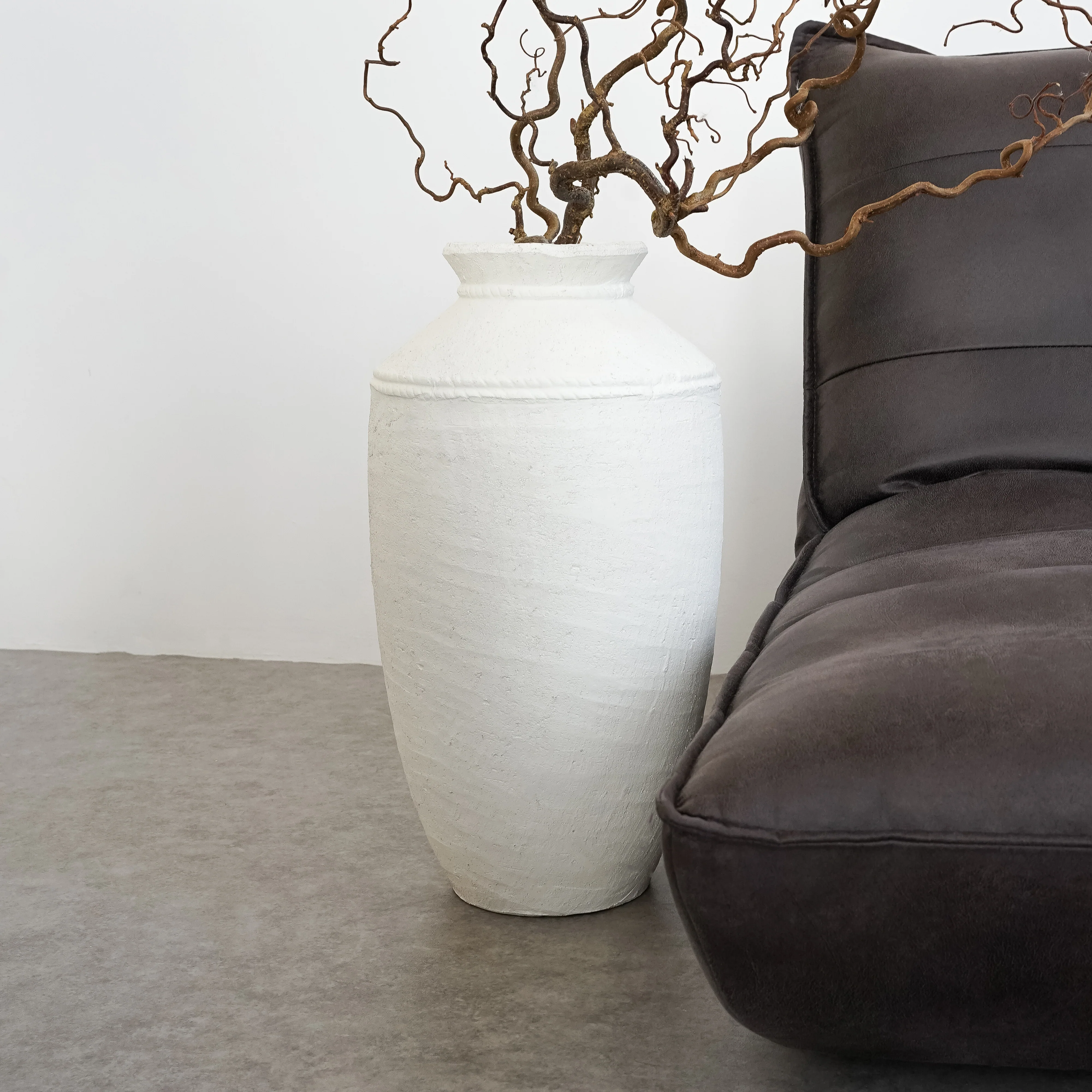 Toledo - Large White Textured Terracotta Vase - Image 7