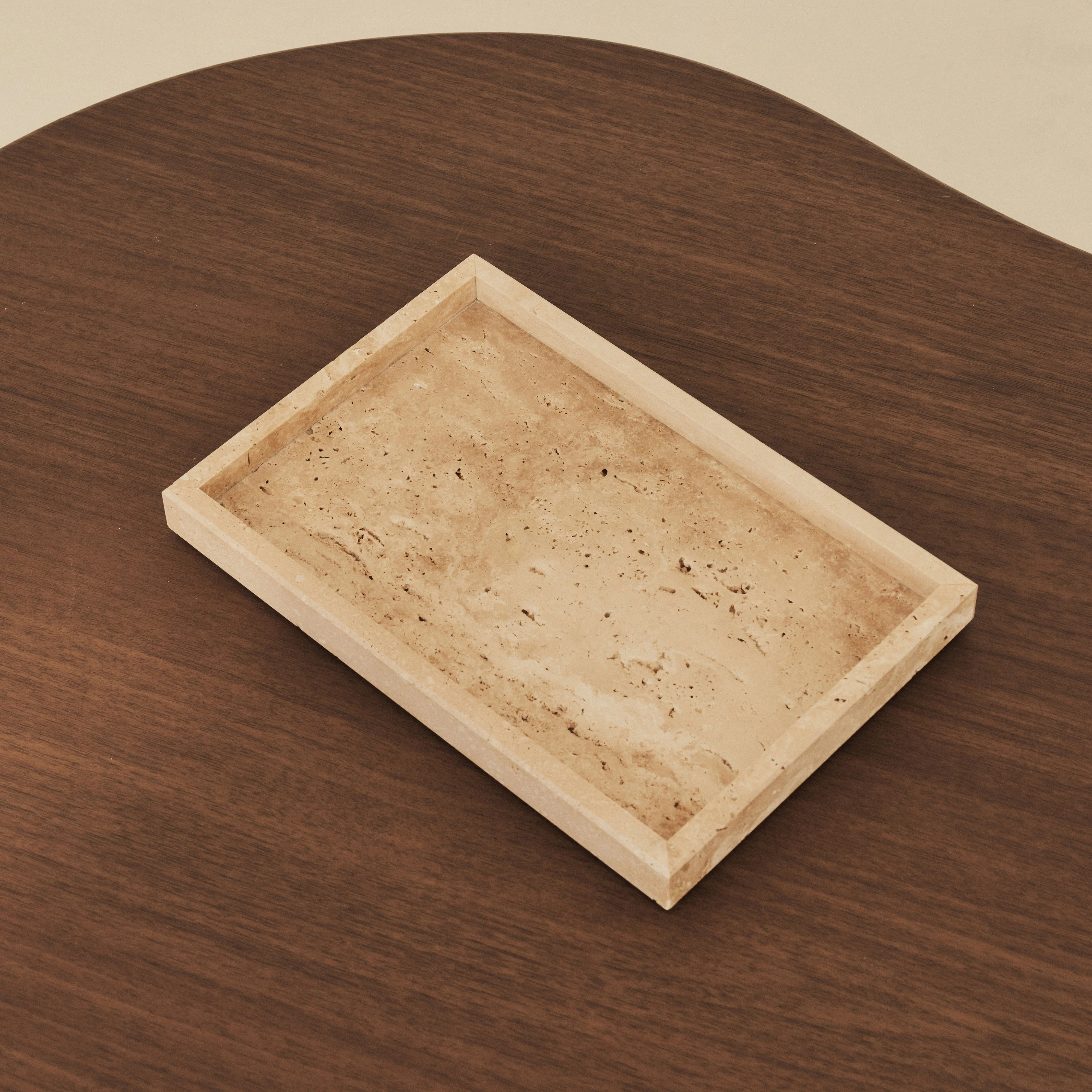 Travara - Cream Travertine Large Rectangular Decorative Tray - Image 4