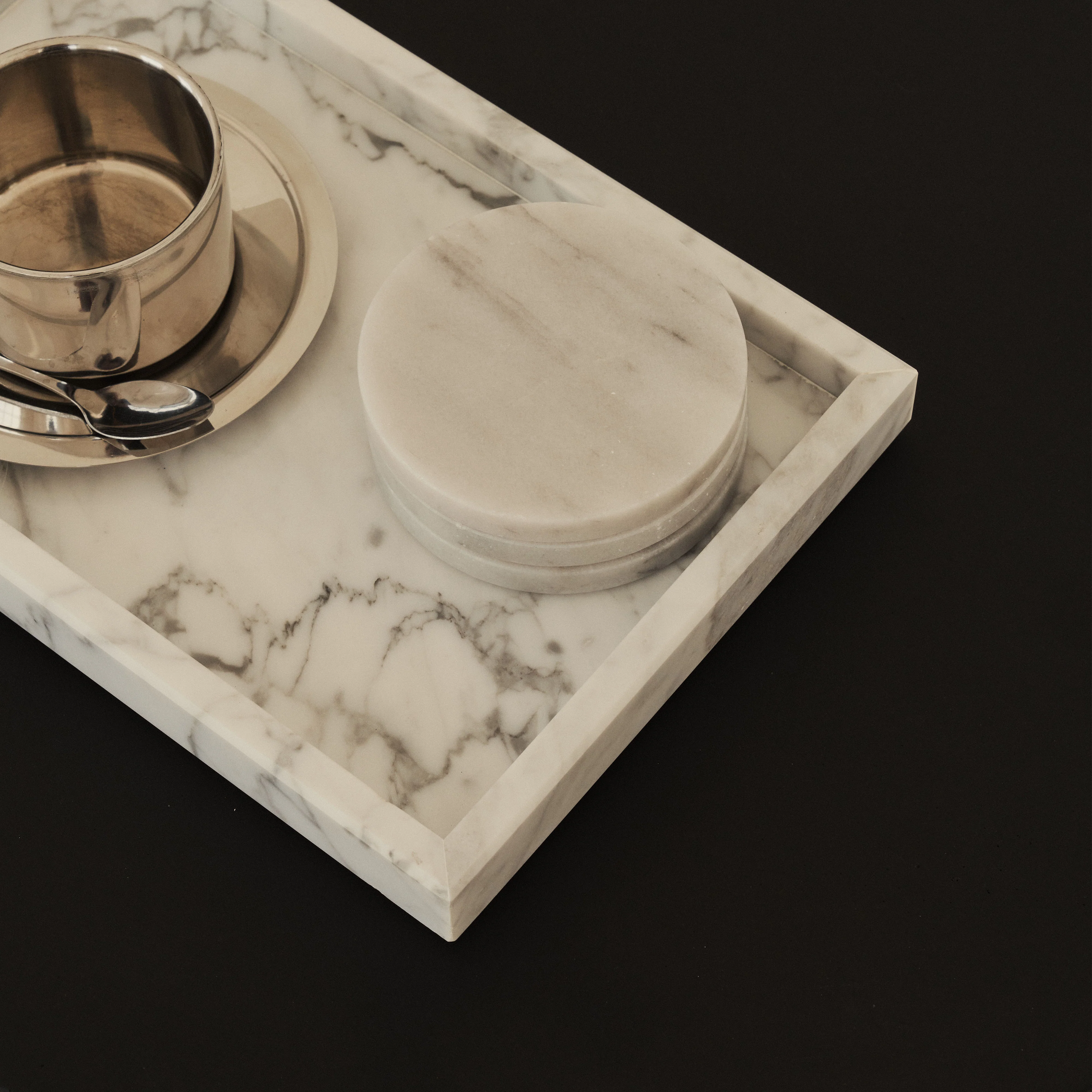 Travara - White Marble Large Rectangular Decorative Tray - Image 4