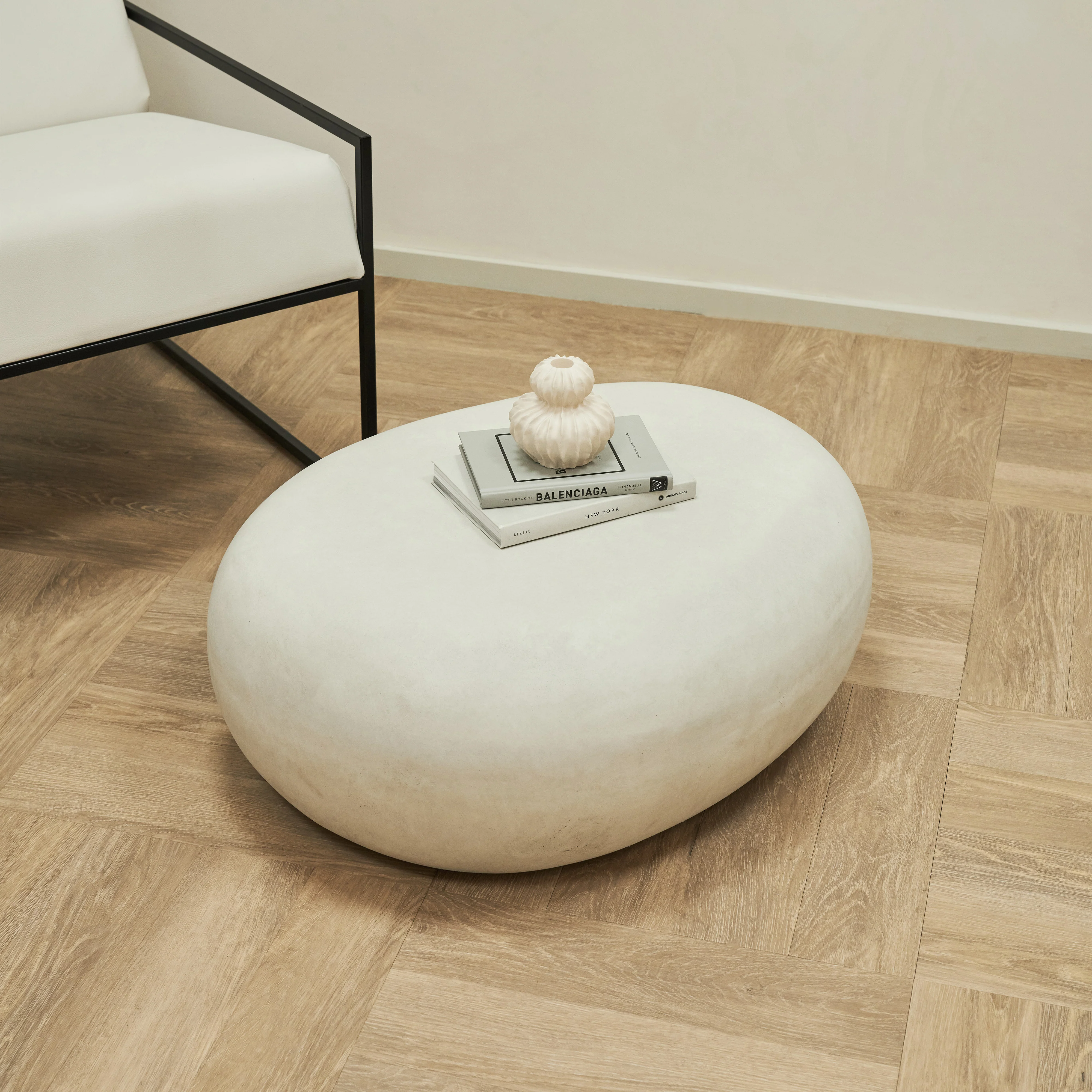 Zola - Minimal Concrete Pebble Coffee Table Large - Image 5